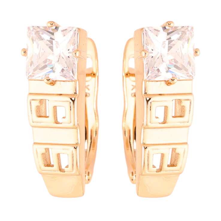 Серьги Xuping Позолота 18K английский замок Узор с фианитами фото №14 Серьги Xuping Позолота 18K английский замок Узор с фианитами фото №14