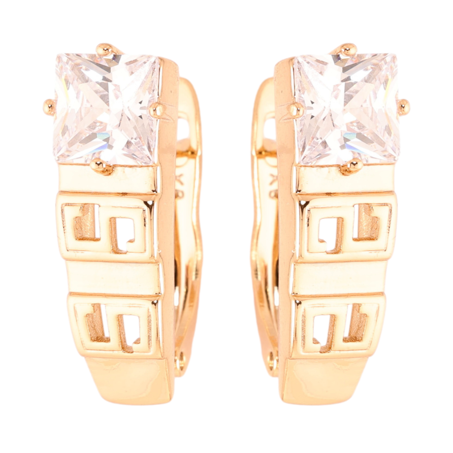 Серьги Xuping Позолота 18K английский замок Узор с фианитами фото №1