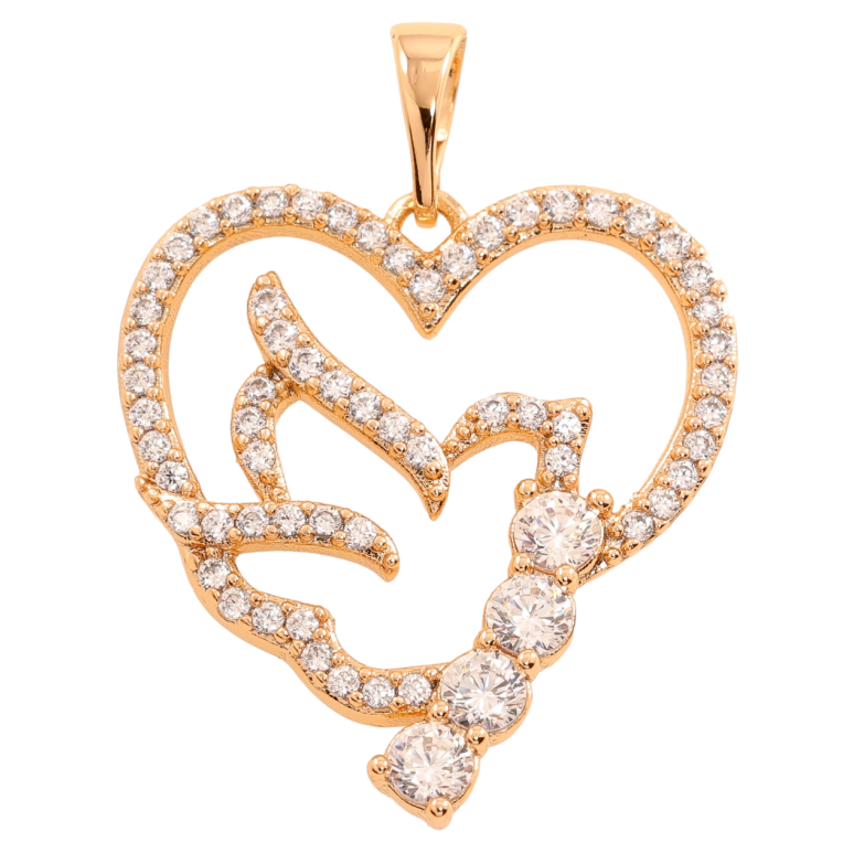 Кулон Xuping Позолота 18K Серце з птахом для ланцюжка до 5мм фото №1