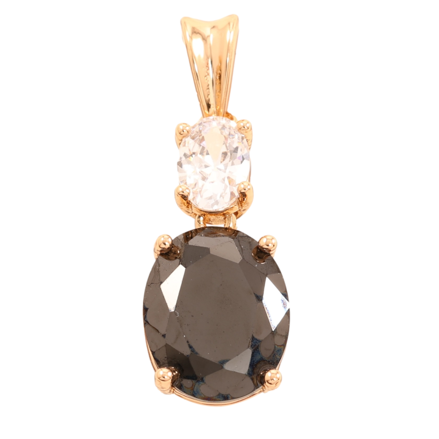 Кулон Xuping Позолота 18K Черный и белый фианиты для цепочки до 2мм фото №1