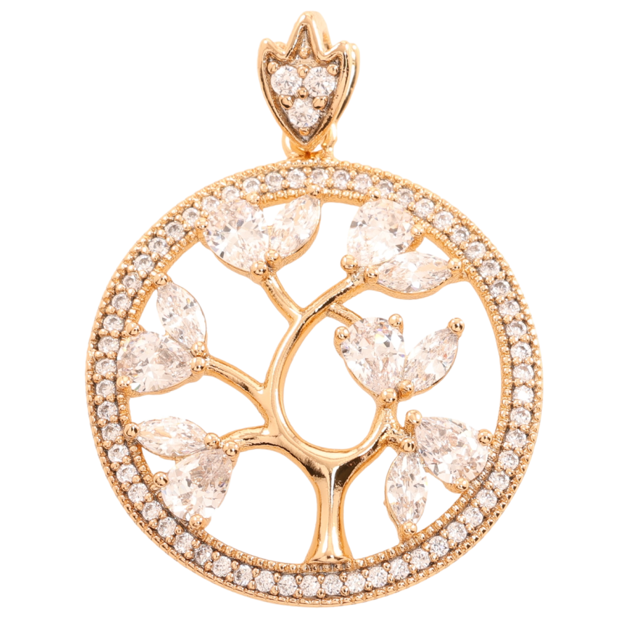 Кулон Xuping Позолота 18K Кришталеве дерево в колечку з цирконію для ланцюжка до 3мм фото №1