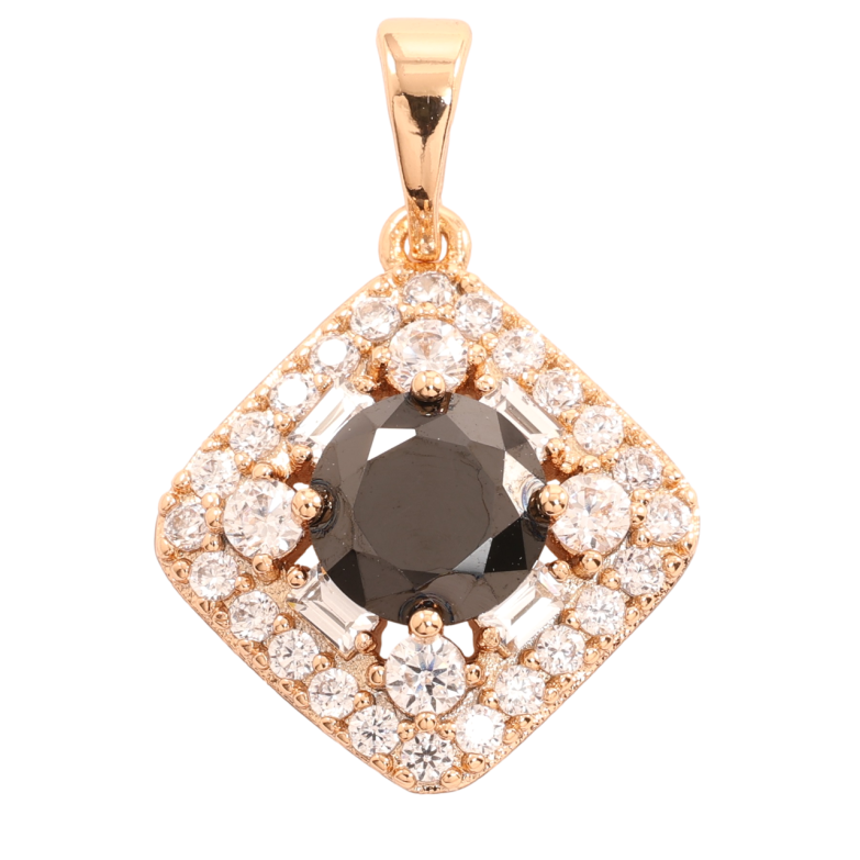 Кулон Xuping Позолота 18K Черный фианит в обрамлении циркония для цепочки до 5мм фото №1