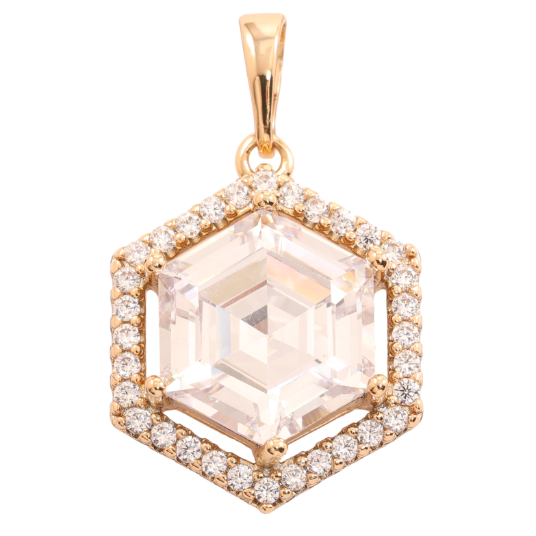 Кулон Xuping Позолота 18K Шестигранный кристалл в обрамлении циркония для цепочки до 6мм фото №1