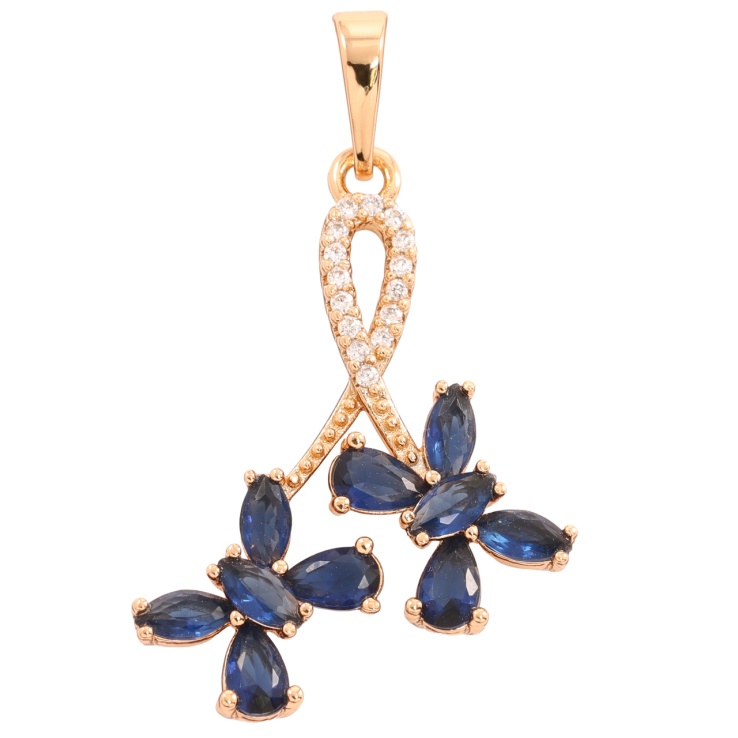 Кулон Xuping Позолота 18K «Сині кришталеві метелики» для ланцюжка до 6мм фото №22