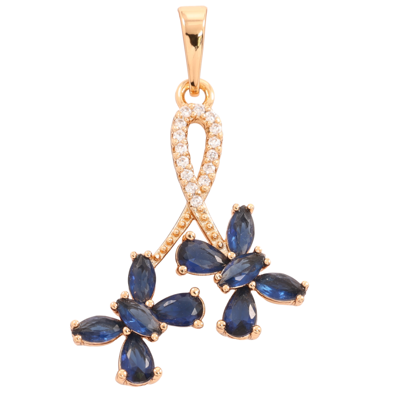 Кулон Xuping Позолота 18K «Сині кришталеві метелики» для ланцюжка до 6мм фото №2