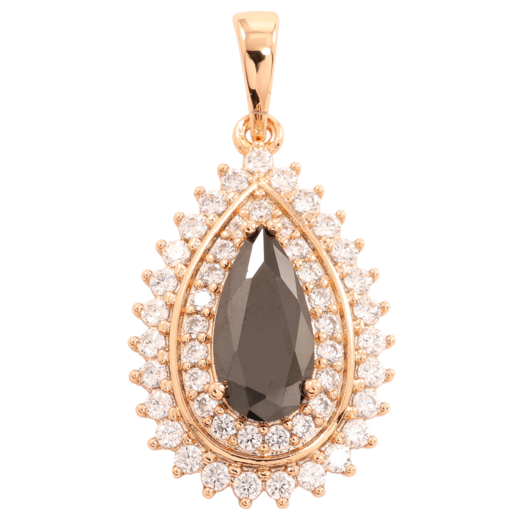 Кулон Xuping Позолота 18K Капелька с инкрустацией цирконием и черным фианитом для цепочки до 6мм фото №9