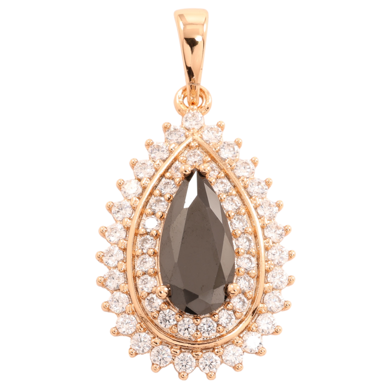 Кулон Xuping Позолота 18K Капелька с инкрустацией цирконием и черным фианитом для цепочки до 6мм фото №1