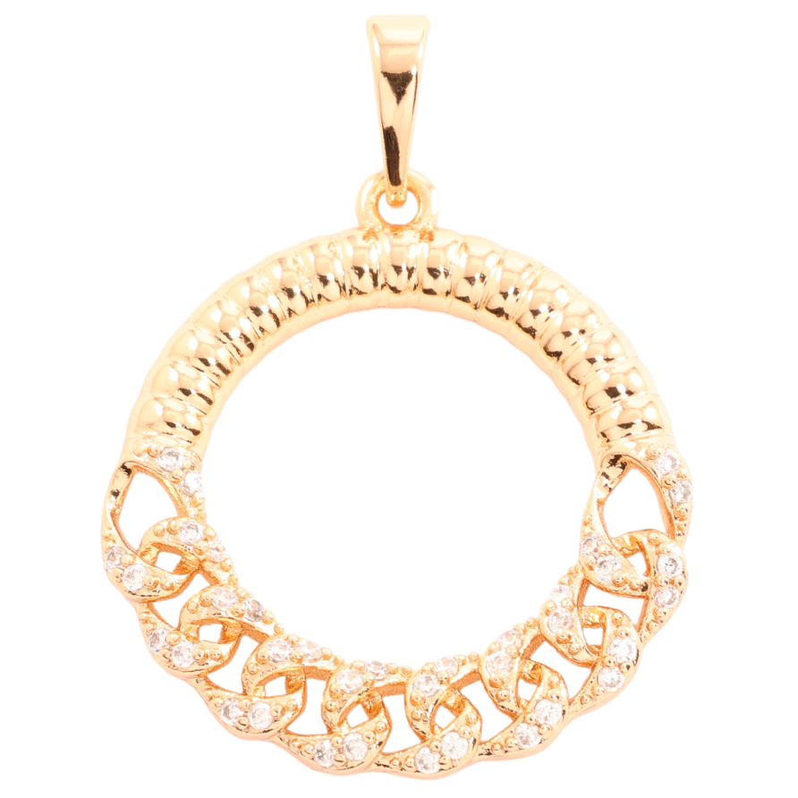 Кулон Xuping Позолота 18K Колечко с узором цепочка с цирконием для цепочки до 6мм фото №1