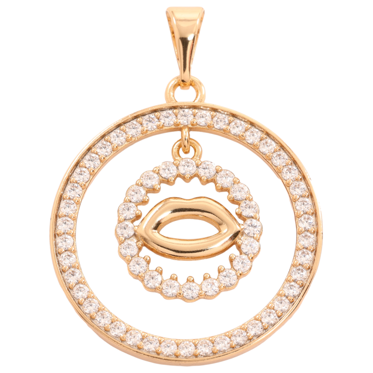 Кулон Xuping Позолота 18K Колечки циркония с губами для цепочки до 7мм фото №8