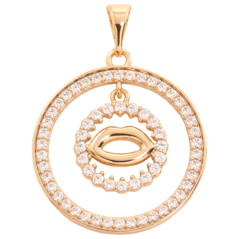 Кулон Xuping Позолота 18K Колечки циркония с губами для цепочки до 7мм фото №1