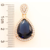 Кулон Xuping Позолота 18K Синяя кристальная капелька в обрамлении циркония для цепочки до 4мм фото №2