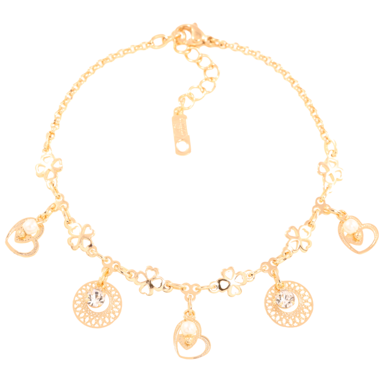 Браслет Xuping Позолота 18K Цепочка с декоративными подвесками длинна с доп.цепочкой 18-21см х 2мм фото №1