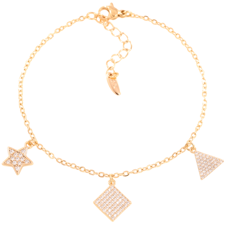 Браслет Xuping Позолота 18K Цепочка с подвесками длинна с доп.цепочкой 17.5-20.5см х 1.5мм фото №1