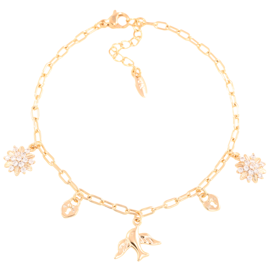 Браслет Xuping Позолота 18K Ланцюжок з підвісками» довжина з доп.ланцюжком 18-21.5см х 2.5мм фото №1