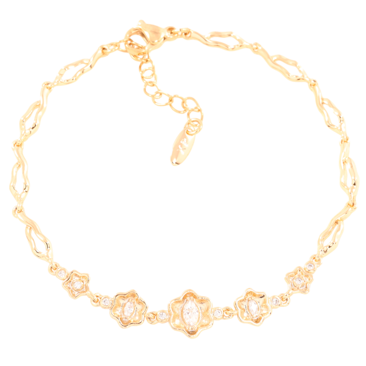 Браслет Xuping Позолота 18K Квітковий візерунок з цирконієм» довжина з доп.ланцюжком 17.5-20.5см х 4мм фото №7 Браслет Xuping Позолота 18K Квітковий візерунок з цирконієм» довжина з доп.ланцюжком 17.5-20.5см х 4мм фото №7