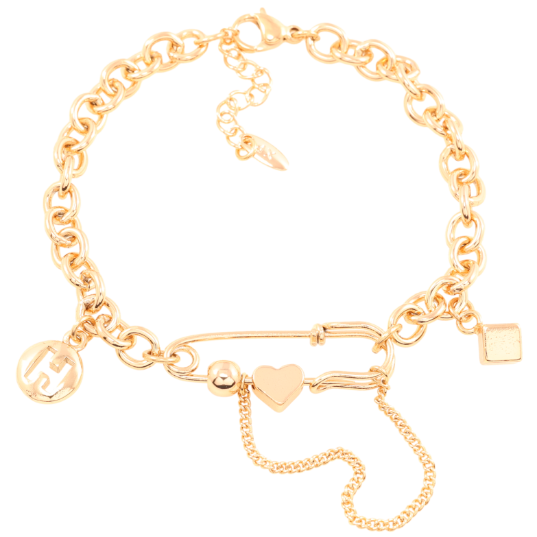 Браслет Xuping Позолота 18K Ланцюжок зі шпилькою та підвісками довжина з доп.ланцюжком 17.5-20.5см х 5мм фото №1