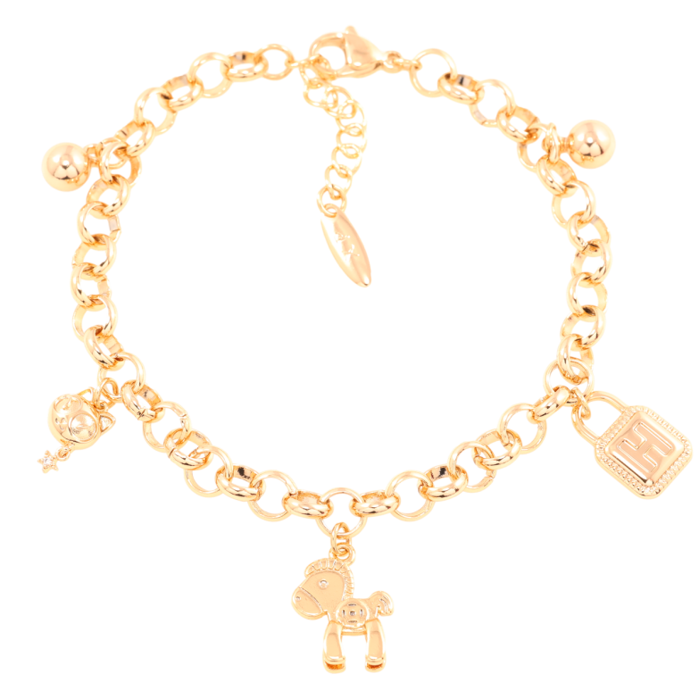 Браслет Xuping Позолота 18K Ланцюжок з підвісками» довжина з доп.ланцюжком 19.5-23см х 6мм фото №1