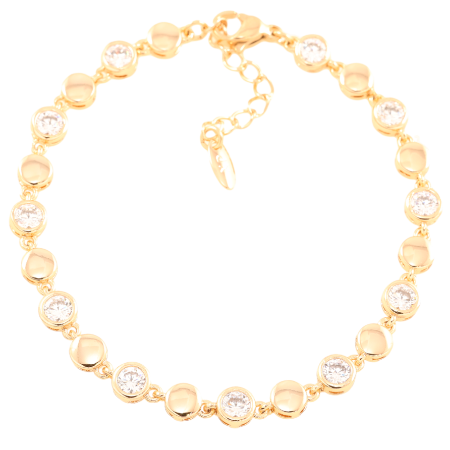 Браслет Xuping Позолота 18K Кола з фіанітами» довжина з дод.ланцюжком 18-21см х 5мм фото №1