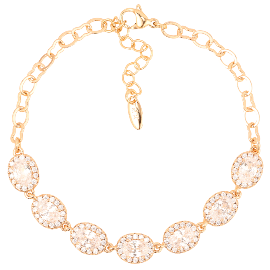 Браслет Xuping Позолота 18K Цепочка с кристальными звеньями длинна с доп.цепочкой 17-20.5см х 4мм фото №1 Браслет Xuping Позолота 18K Цепочка с кристальными звеньями длинна с доп.цепочкой 17-20.5см х 4мм фото №1