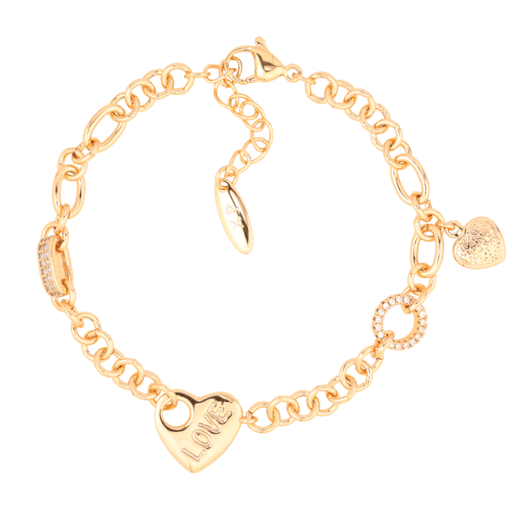 Браслет Xuping Позолота 18K Цепочка с вставками сердечки и колечки длинна с доп.цепочкой 17-20.5см х 5мм фото №10