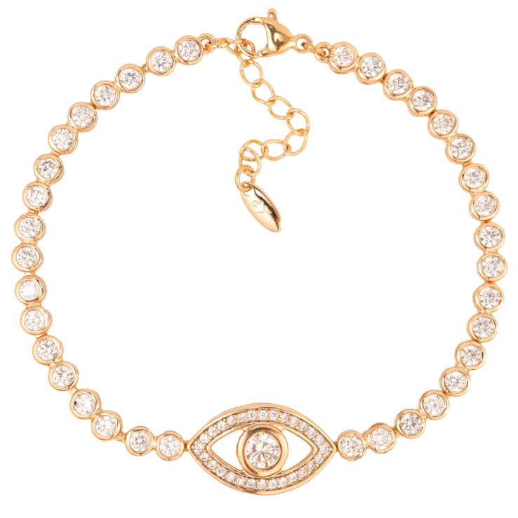 Браслет Xuping Позолота 18K Доріжка цирконію зі вставкою «око» довжина з дод.ланцюжком 18-21см х 4мм фото №6