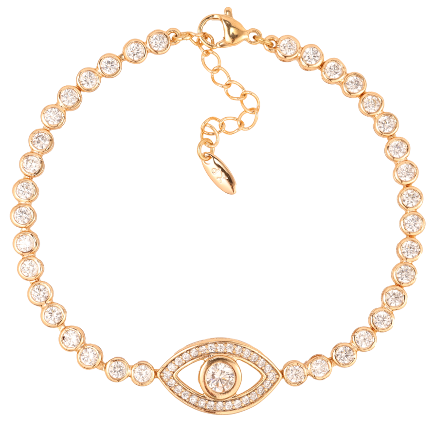 Браслет Xuping Позолота 18K Дорожка циркония с вставкой глаз длинна с доп.цепочкой 18-21см х 4мм фото №1