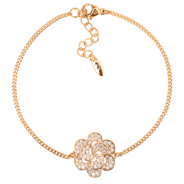 Браслет Xuping Позолота 18K Цепочка с вставкой цветок длинна с доп.цепочкой 17.5-21см х 1.5мм фото №9