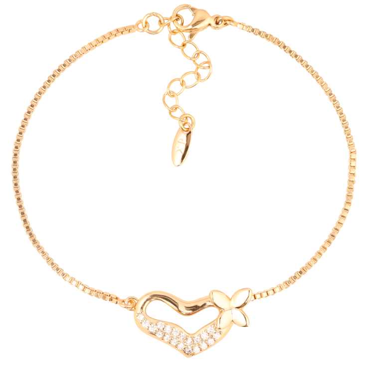 Браслет Xuping Позолота 18K Цепочка с вставкой сердечко длинна с доп.цепочкой 17.5-20.5см х 1мм фото №3