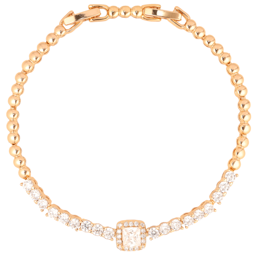 Браслет Xuping Позолота 18K Кристальная дорожка с вставкой длинна с доп.замком 17.5,19.5см х 3мм фото №1