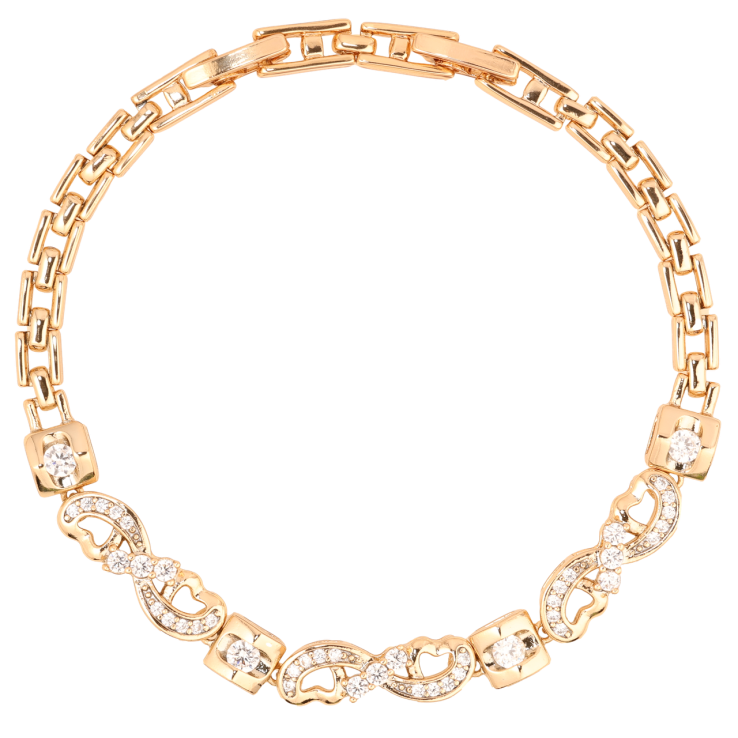 Браслет Xuping Позолота 18K «Романтичний візерунок з цирконієм» довжина з доп.замком 17,19см х 4мм фото №6 Браслет Xuping Позолота 18K «Романтичний візерунок з цирконієм» довжина з доп.замком 17,19см х 4мм фото №6