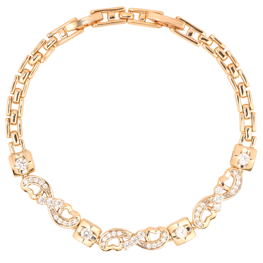 Браслет Xuping Позолота 18K «Романтичний візерунок з цирконієм» довжина з доп.замком 17,19см х 4мм фото №1 Браслет Xuping Позолота 18K «Романтичний візерунок з цирконієм» довжина з доп.замком 17,19см х 4мм фото №1