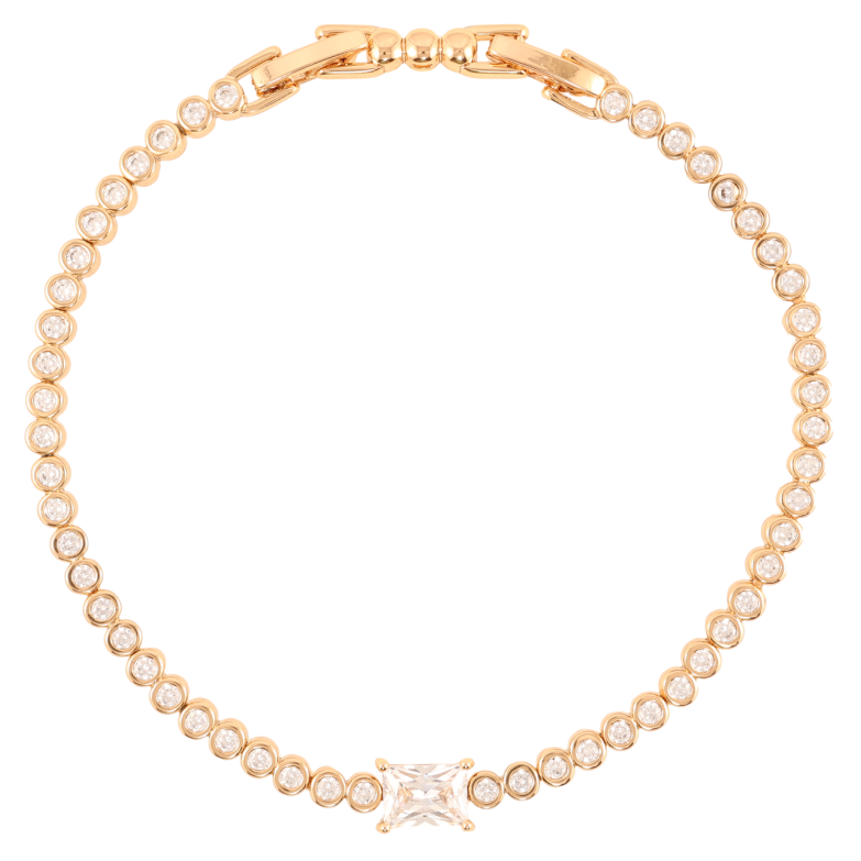 Браслет Xuping Позолота 18K «Доріжка цирконію з кришталевою вставкою» довжина з доп.замком 18,20см х 3мм фото №1 Браслет Xuping Позолота 18K «Доріжка цирконію з кришталевою вставкою» довжина з доп.замком 18,20см х 3мм фото №1