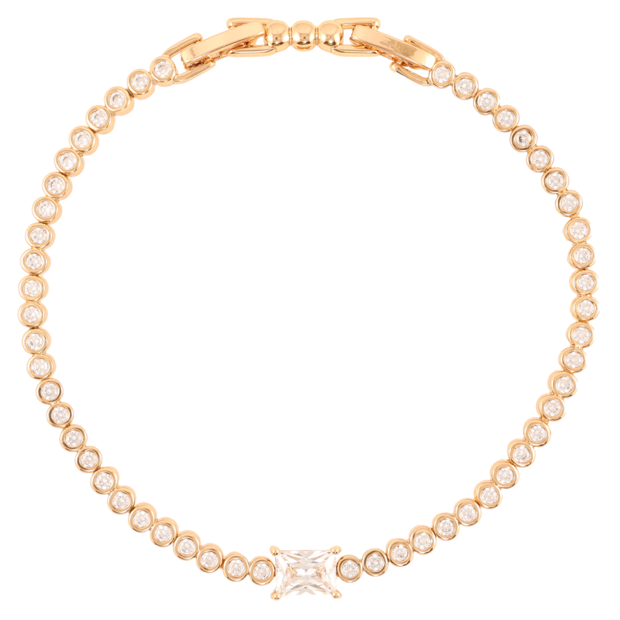 Браслет Xuping Позолота 18K «Доріжка цирконію з кришталевою вставкою» довжина з доп.замком 18,20см х 3мм фото №1