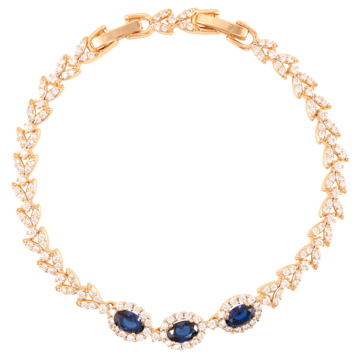 Браслет Xuping Позолота 18K «Інкрустація цирконієм з синіми фіанітами» довжина з доп.замком 16.5,18.5см х 5мм фото №14