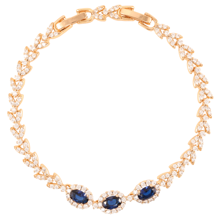 Браслет Xuping Позолота 18K «Інкрустація цирконієм з синіми фіанітами» довжина з доп.замком 16.5,18.5см х 5мм фото №1 Браслет Xuping Позолота 18K «Інкрустація цирконієм з синіми фіанітами» довжина з доп.замком 16.5,18.5см х 5мм фото №1