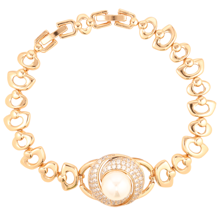 Браслет Xuping Позолота 18K Узор с цирконием и жемчужиной длинна с доп.замком 17,19см х 8-10мм фото №18