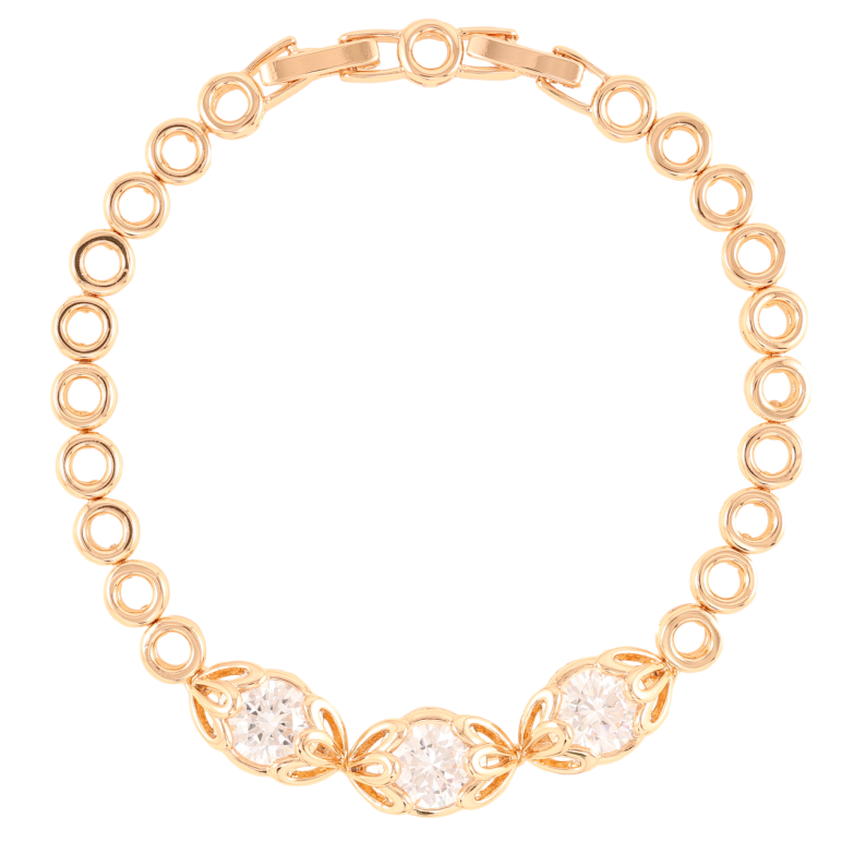 Браслет Xuping Позолота 18K «Три кристали в квітковій оправі» довжина з доп.замком 17,19см х 6мм фото №1 Браслет Xuping Позолота 18K «Три кристали в квітковій оправі» довжина з доп.замком 17,19см х 6мм фото №1