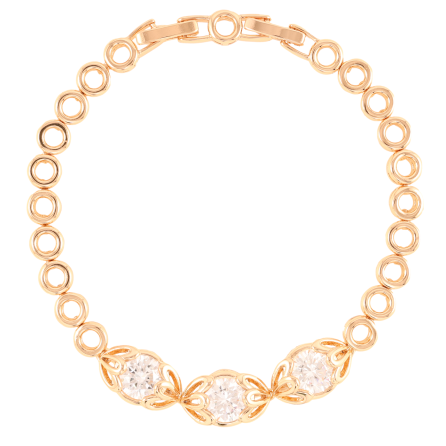 Браслет Xuping Позолота 18K Три кристалла в цветочной оправе длинна с доп.замком 17,19см х 6мм фото №1 Браслет Xuping Позолота 18K Три кристалла в цветочной оправе длинна с доп.замком 17,19см х 6мм фото №1