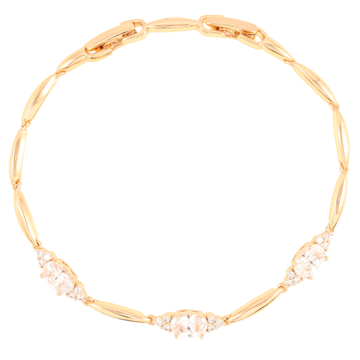 Браслет Xuping Позолота 18K Вставки с цирконием длинна с доп.замком 17,19см х 2мм фото №5