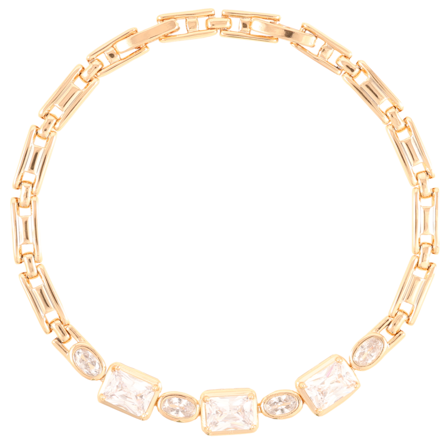 Браслет Xuping Позолота 18K Вставка с фианитами длинна с доп.замком 17.5,19.5см х 4мм фото №1