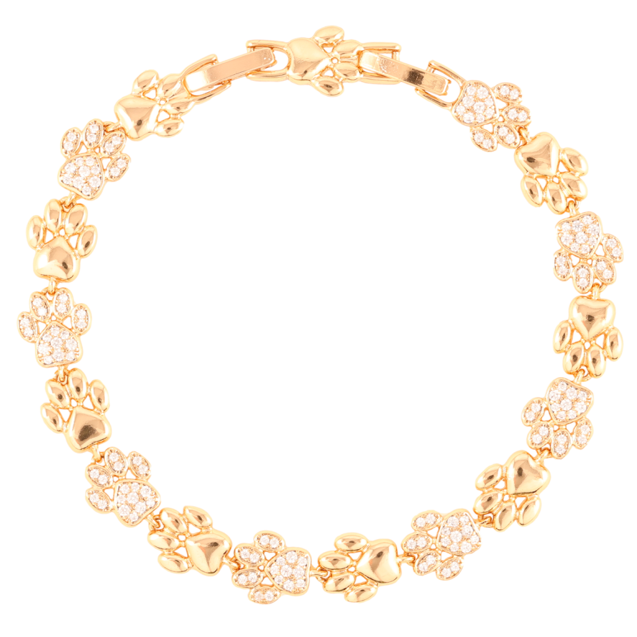 Браслет Xuping Позолота 18K Лапки с цирконием длинна с доп.замком 17,19см х 8мм фото №1