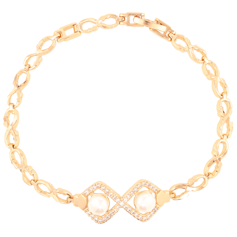 Браслет Xuping Позолота 18K «Декоративний візерунок з перлинами та цирконієм» довжина 19см х 5мм фото №2