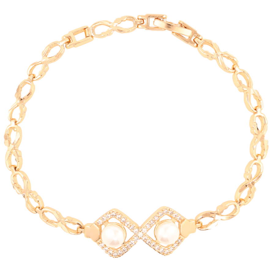 Браслет Xuping Позолота 18K Декоративный узор с жемчужинами и цирконием длинна 19см х 5мм фото №1