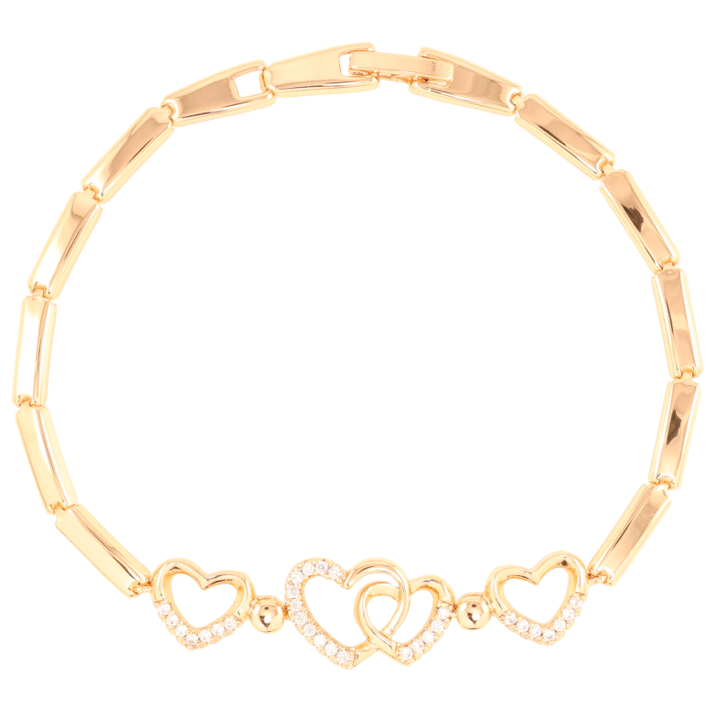 Браслет Xuping Позолота 18K Сердечки с цирконием длинна 19.5см х 3мм фото №1