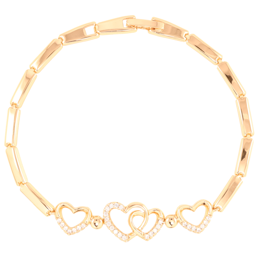 Браслет Xuping Позолота 18K Сердечки с цирконием длинна 19.5см х 3мм фото №1