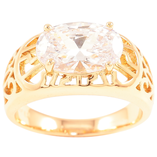 Кольцо Xuping Позолота 18K Резной узор с фианитом фото №1
