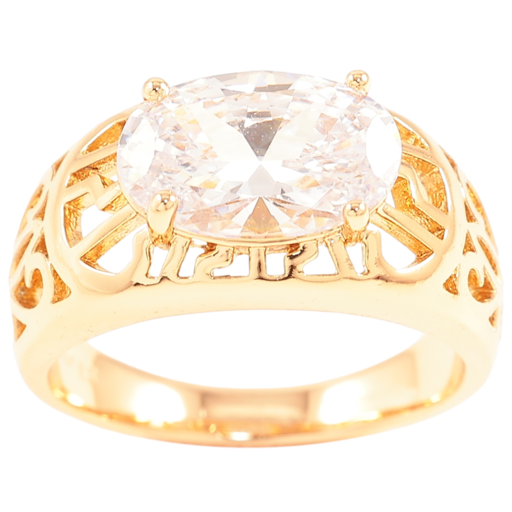 Кольцо Xuping Позолота 18K Резной узор с фианитом фото №21