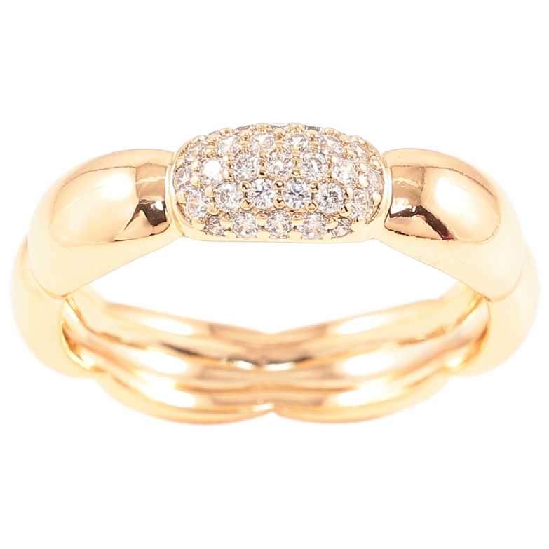 Кольцо Xuping Позолота 18K Фигурная шинка с инкрустацией цирконием, шир. 5мм фото №1 Кольцо Xuping Позолота 18K Фигурная шинка с инкрустацией цирконием, шир. 5мм фото №1