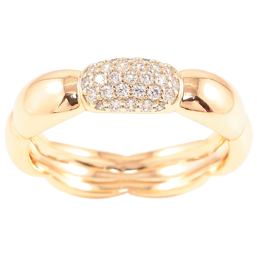 Каблучка Xuping Позолота 18K «Фігурна шинка з інкрустацією цирконієм, шир. 5мм» фото №1