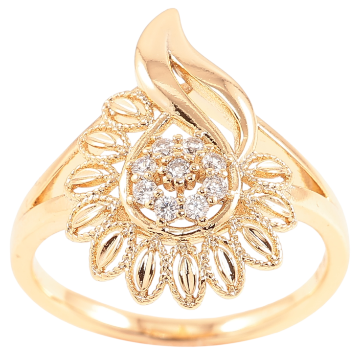 Кольцо Xuping Позолота 18K Цветочный узор с цирконием фото №8